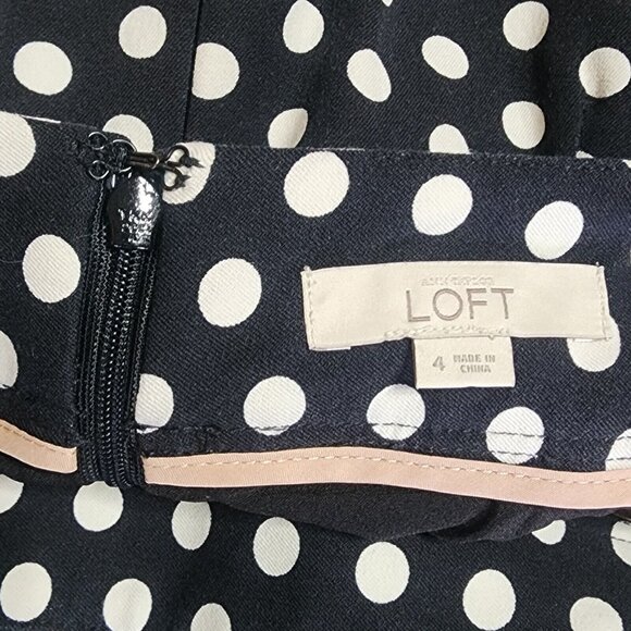 Ann Taylor Loft Skirt Womens Size 4 Black and White Polka Dot Zip Back Pencil - Picture 2 of 4